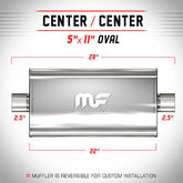 2.5 ID 5x11 Oval 22 Satin Stainless Universal Exhaust Muffler 12576 | MagnaFlow